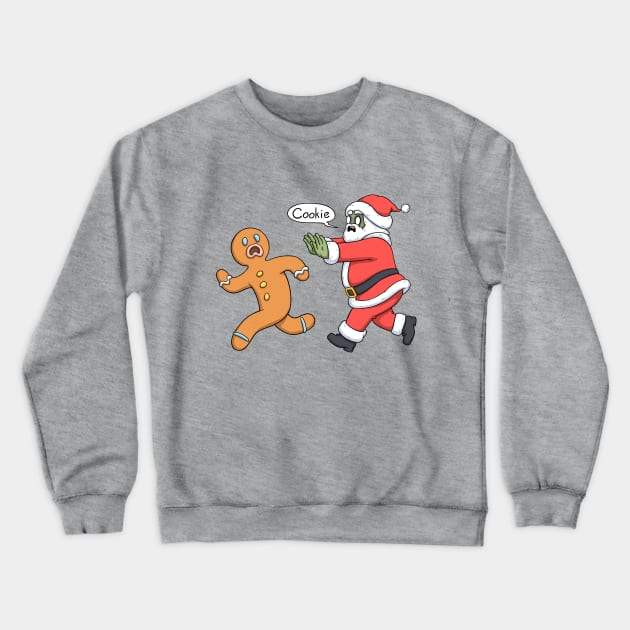 zombie santa and gingerbread man Crewneck Sweatshirt by comicada